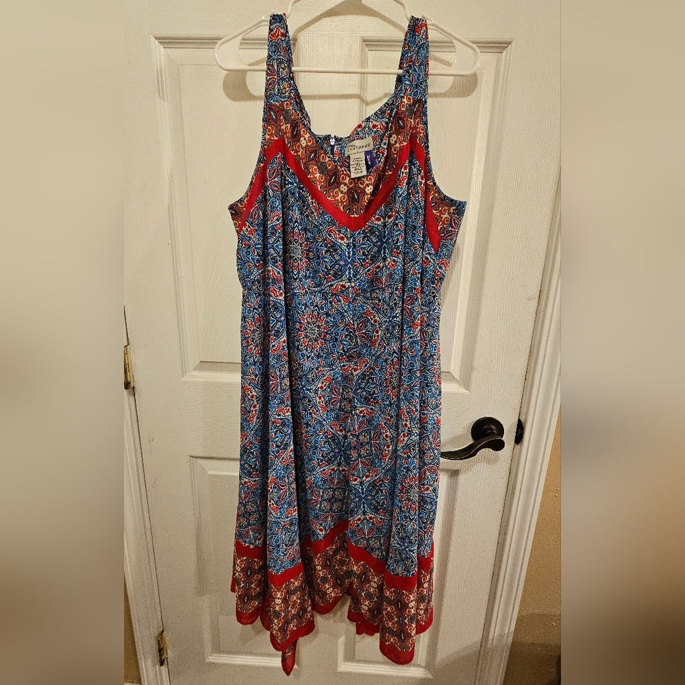Catherine's 1XWP Bohemian Blue and Red Sleeveless Dress
